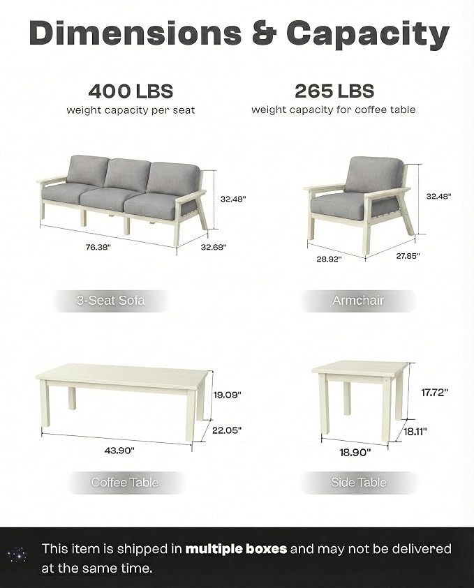 Patio Furniture Set 7 Seats, HDPE Outdoor Sectional - Image 6