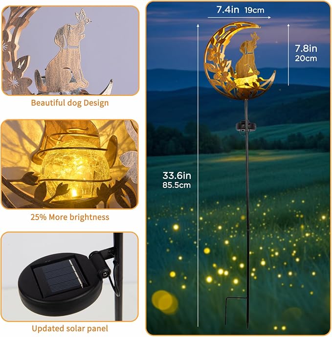 JOBOSI Solar Moon Dog Decorative Light Gifts, Solar Moon Dog Moving Decorative - Image 4