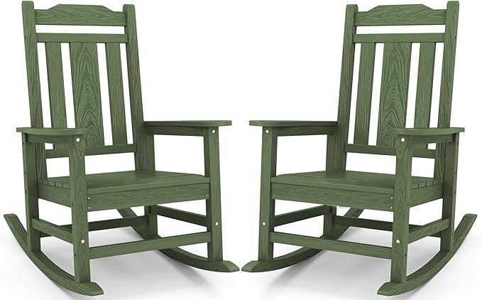 SERWALL Oversized Rocking Chair Set of 2 Outdoor, HDPE Outdoor Rocking Chair by SERWALL