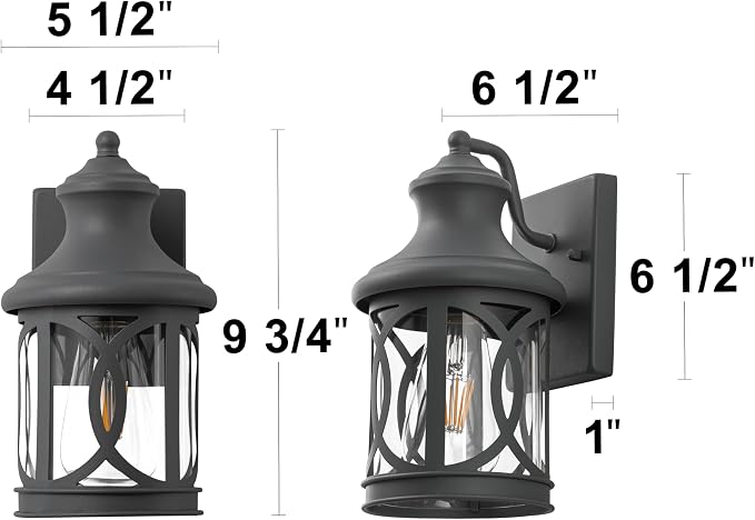2-Pack Outdoor Wall Lights, Porch Lights, Waterproof Outdoor Wall Sconce - Image 5