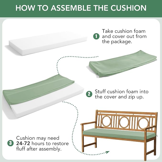 Outdoor Bench Cushion: Waterproof and Fade Resistant Patio Furniture Cushions - Image 8