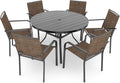 7-Piece Outdoor Dining Set, 6 Stackable Chairs & 48" Round Table by Anmutig