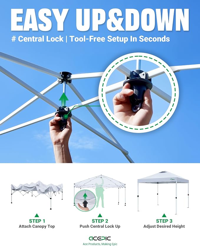 10x10 Pop Up Canopy Tent with 3PCS Sidewalls, 1-Person Setup Pop Up Canopy Tent - Image 3