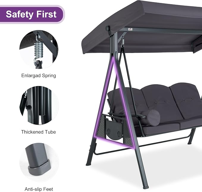 PURPLE LEAF Outdoor Patio Porch Swing - Image 6