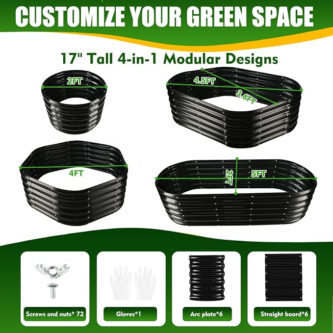 17" Tall Elevated Oval Metal Raised Garden Bed - 5ft x 2ft in Size and 0.8MM - Image 2