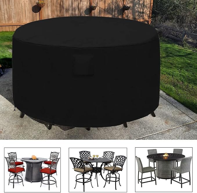 Bar Height Firepit Patio Dining Sets Cover Heavy Duty Waterproof 74 Inch Tall - Image 7