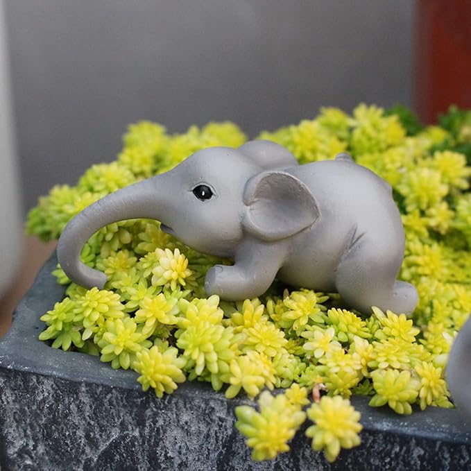 Set of 2 Cute Climbing Elephant Statues Flower Pot Hugger, Resin Hanging - Image 8
