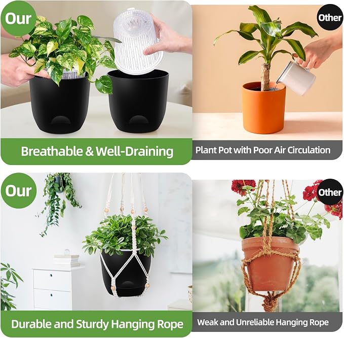 2-Pack 5.7-Inch Self-Watering Hanging Planters - Image 2