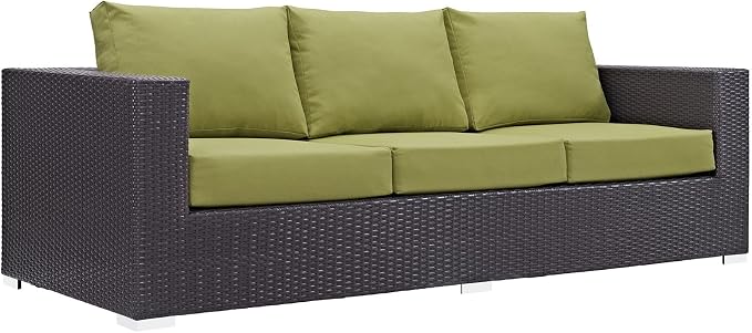 Modway Convene Wicker Rattan Outdoor Patio Sofa in Espresso Peridot - Image 3