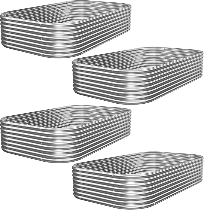 4 PCS 6x3ft Galvanized Raised Garden Bed Outdoor, Metal Garden Bed by Mostmahes