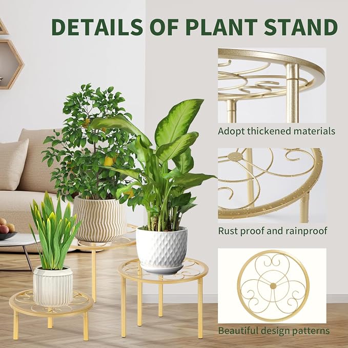 5-piece set of metal plant potted flower racks, heavy-duty flower pot plant - Image 7