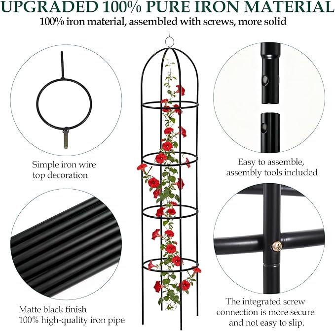 100% Metal Garden Obelisk Trellis - Image 3