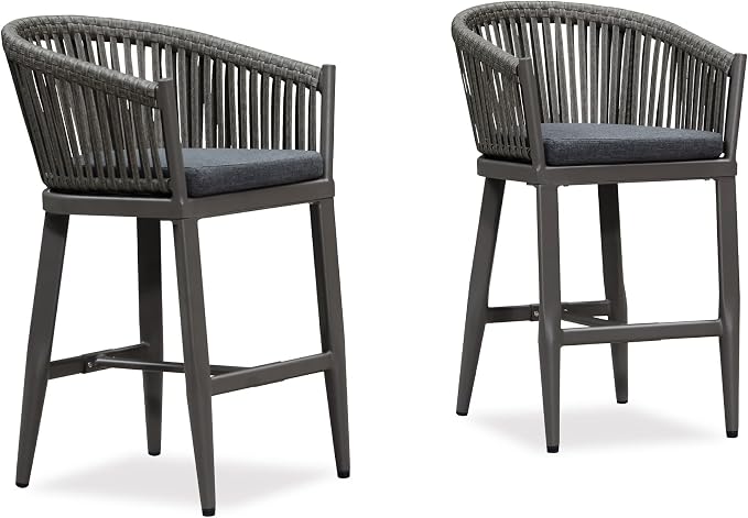 PURPLE LEAF Outdoor Counter Height Bar Stools Set of 2 Patio Metal Modern - Image 9