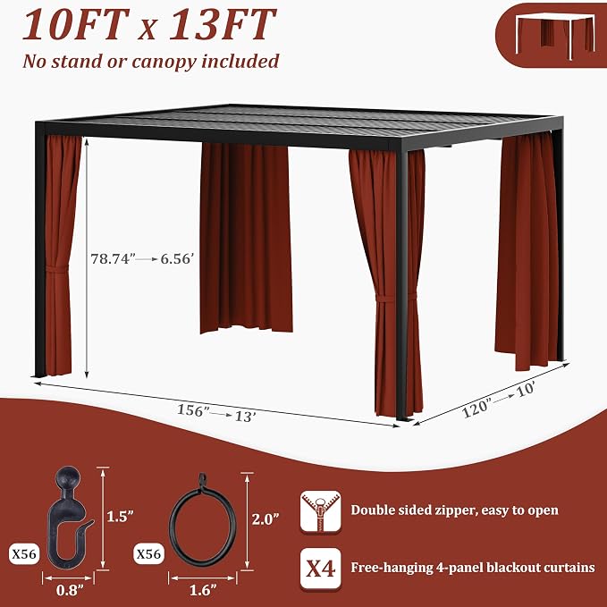 Gazebo Universal Replacement Privacy Curtain, 4-Panels Sidewall Curtains - Image 2