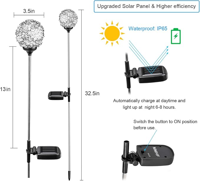 Solar Garden Lights Outdoor, Upgraded Globe Powered Garden Light - Image 3
