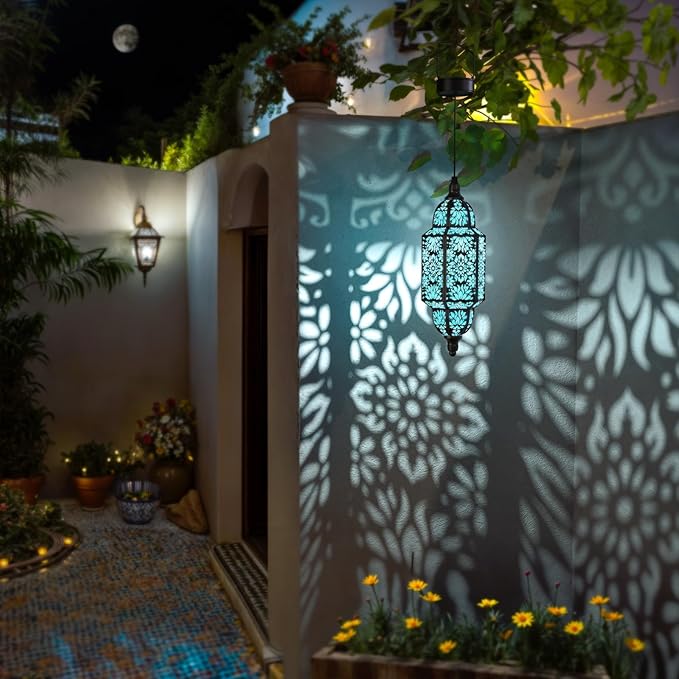 Twinkya 2 Pack Hanging Solar Lights Outdoor Garden Decorative Solar Lantern - Image 2