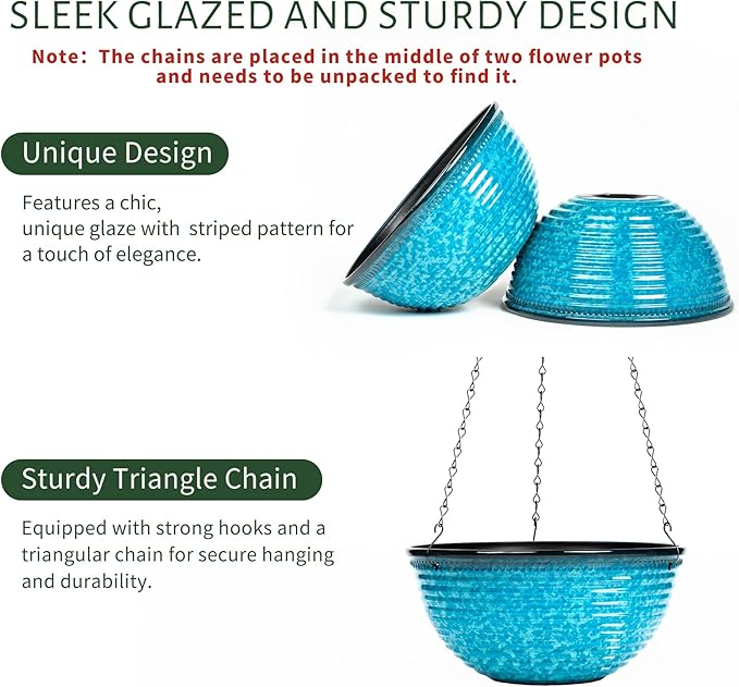 10 Inch Hanging Planter, 2 Pack Hanging Planters - Image 3