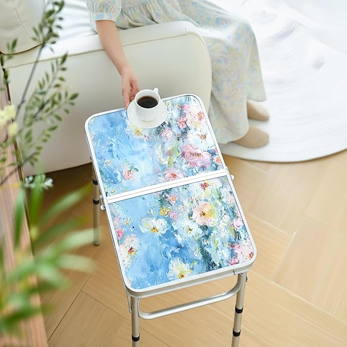 Outdoor Side Table, Portable 3 Adjustable Height Small Outdoor Folding Table - Image 2