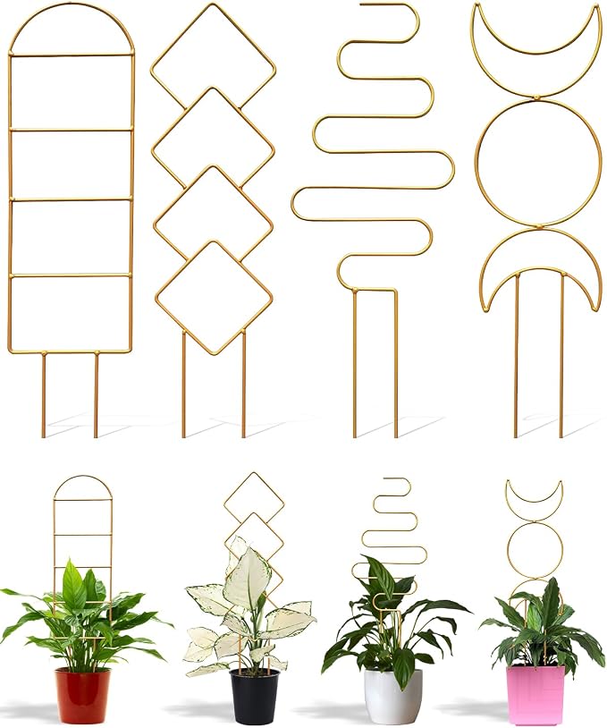 4 Pack Trellis for Climbing Plant Indoor, Small Metal Garden Trellis for Potted by Unknown