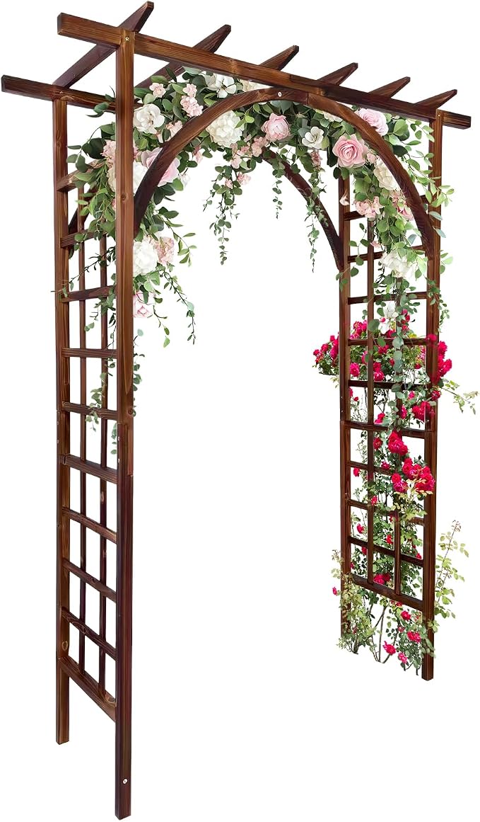 85 in Wooden Garden Arbor, Solid Fir Wood Trellis by Garvee
