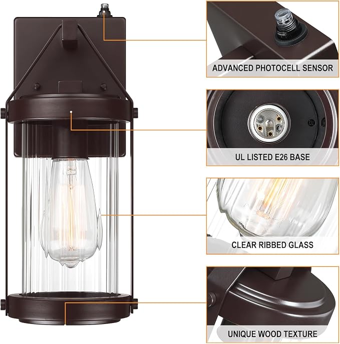 LONEDRUID Dusk to Dawn Sensor Outdoor Wall Sconce Lighting Waterproof Exterior - Image 3