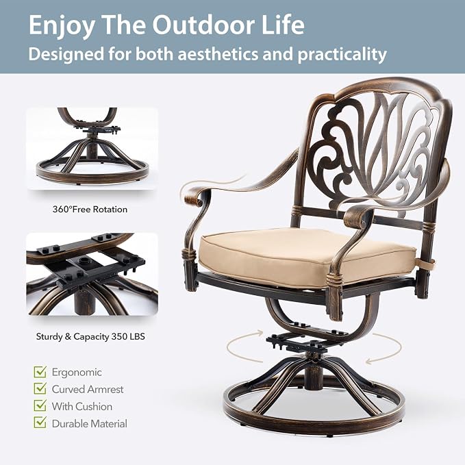 9-Piece Cast Aluminum Patio Furniture, Outdoor Dining Sets - Image 6