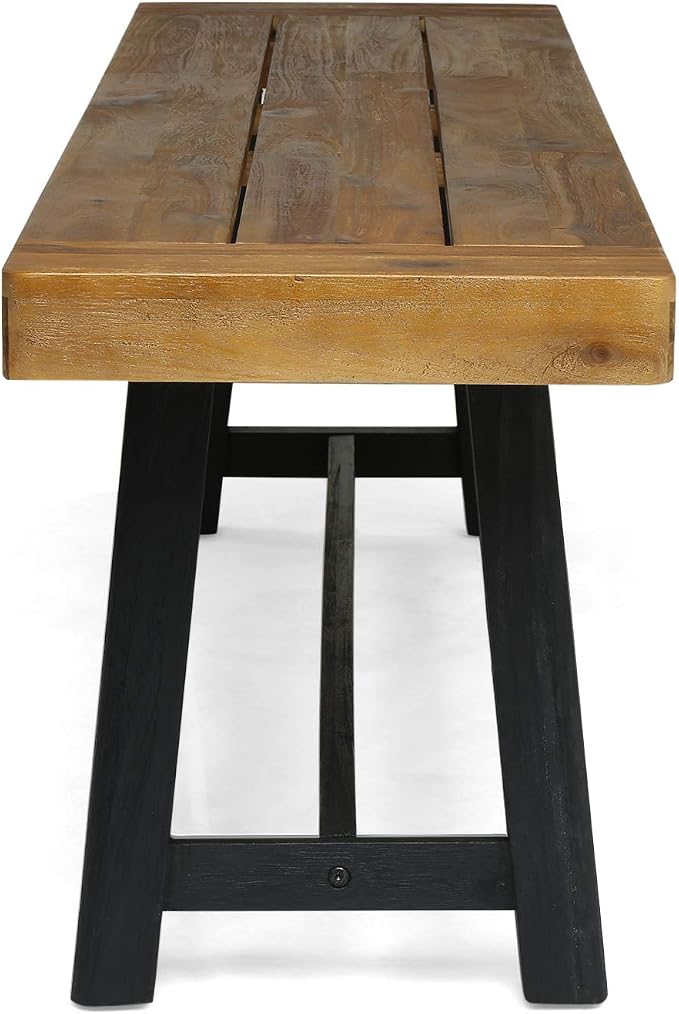 Christopher Knight Home Toby Outdoor Acacia Wood Bench, Sandblast Teak Finish - Image 5