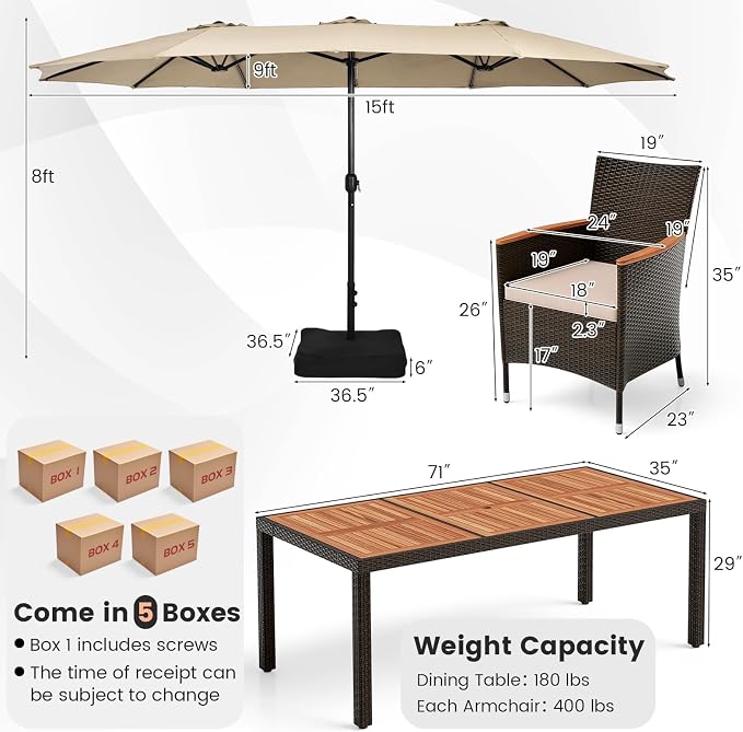 Tangkula 11 Piece Rattan Outdoor Dining Set - Image 7