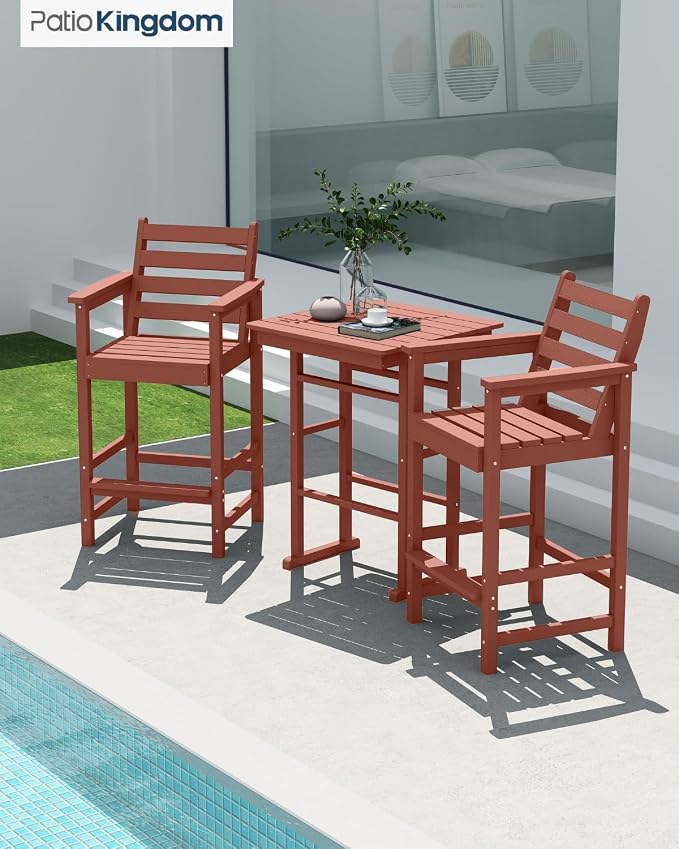 Bar Height Adirondack Chairs and Table Set, Outdoor Patio Bar Set - Image 3