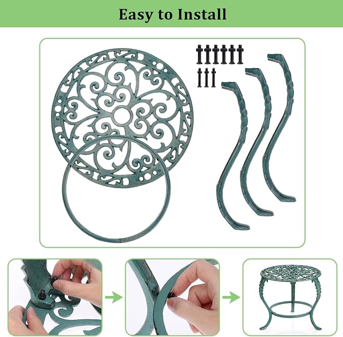 OwnMy Cast Iron Plant Stand Heavy Duty Vintage Wrought Iron Flower Pot Holder - Image 2