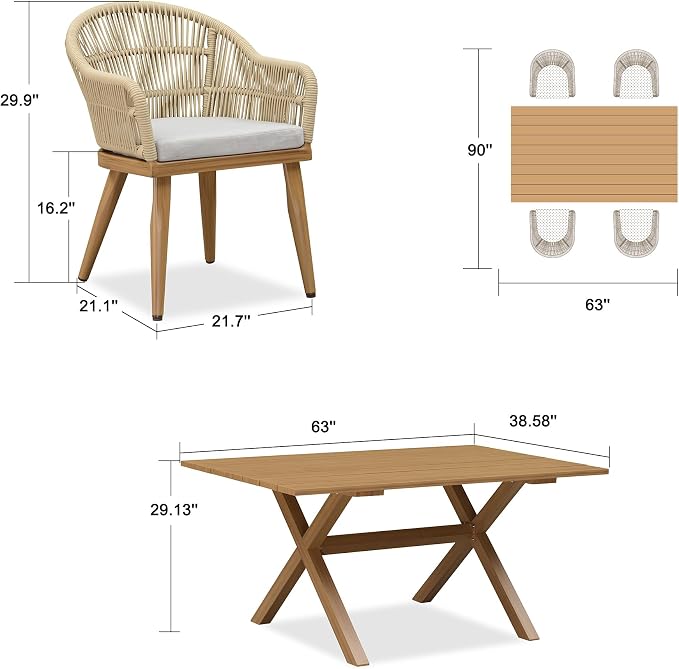 PURPLE LEAF 5 Pieces Patio Dining Set - Image 7