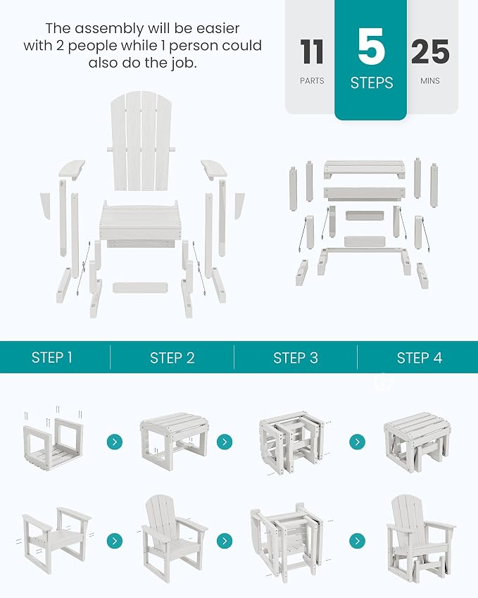 SERWALL Outdoor Glider Chair Set of 4 - Image 9