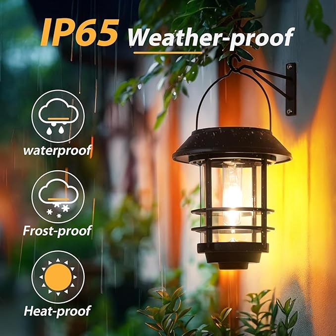 Otdair Solar Lanterns Outdoor Waterproof 2 Pack, Auto On/Off Hanging Solar - Image 5