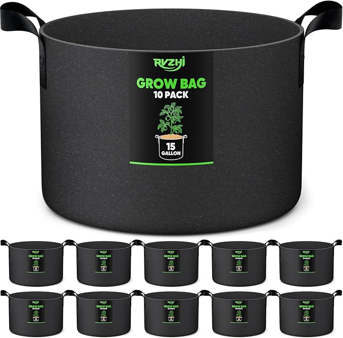 15 Gallon 10-Pack Plant Grow Bags: 350G Thickened Nonwoven Potato Grow Bags by RVZHI