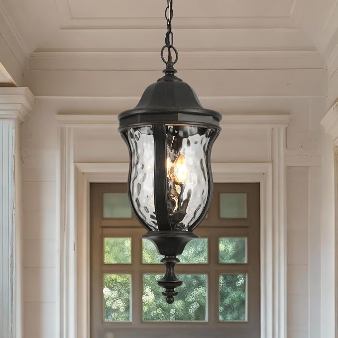 Large Outdoor Pendant Light Fixtures, 23.6'' Exterior Hanging Lantern Porch - Image 7