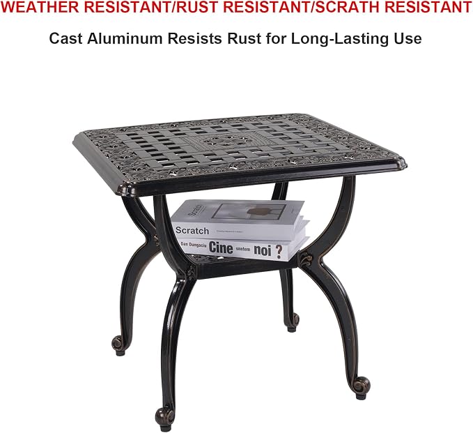 C/G Outdoor Side Tables, Cast Aluminum Patio End Tables, Anti-Rust Coffee Table - Image 5