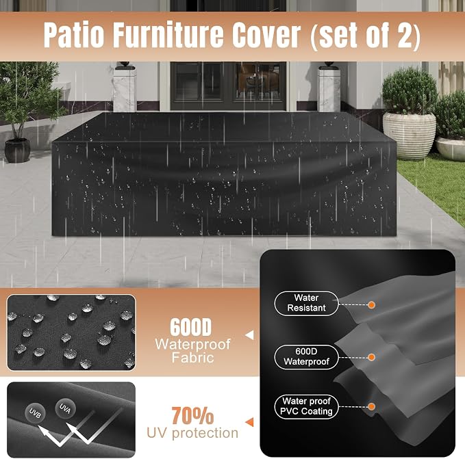Aoxun 12 Pieces Patio Furniture Set Wicker Rattan Outdoor Sectional - Image 7