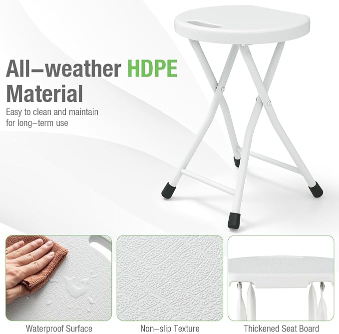 GYMAX Folding Stool, 18in Portable Collapsible Bar Stool - Image 7