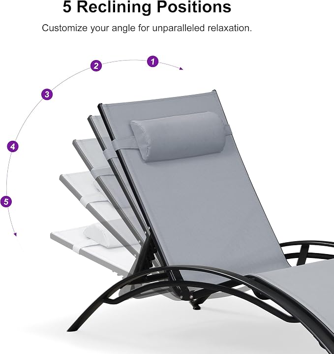 PURPLE LEAF Patio Oversized Chaise Lounge Chair Set - Image 4