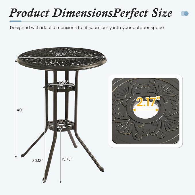 Patio Dining Table, Cast Aluminum Patio Tables - Image 8