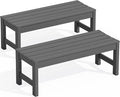 SERWALL 47 Inches Outdoor Bench Set of 2, All Weather HDPE Backless Bench by SERWALL