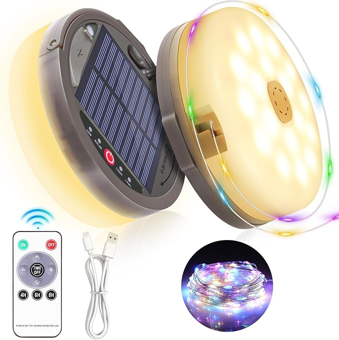 Outdoor Waterproof Portable Stowable String Light, 4 in 1 Retractable Camping by HELESIN
