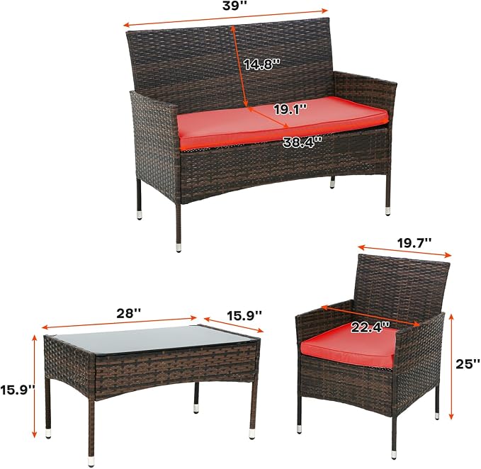 PayLessHere Outdoor Furniture Set 4 Pcs Modular Patio Furniture Set Water - Image 7