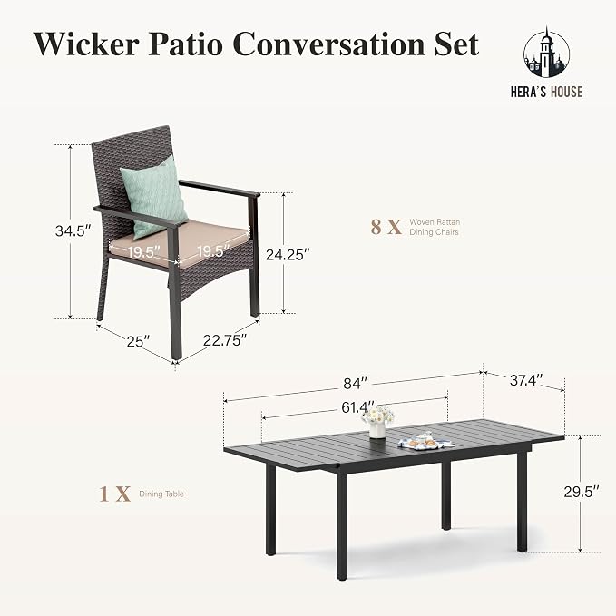 HERA'S HOUSE 9 Pieces Patio Dining Sets - Image 7