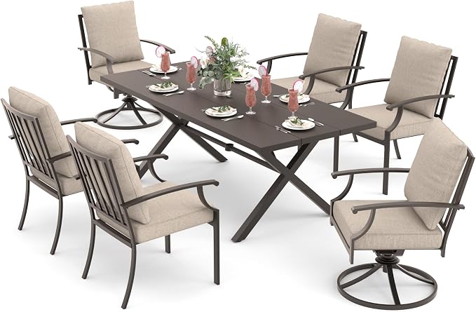ALAULM 7-Piece Patio Dining Table and Chairs - Image 7