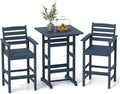 Tangkula 3-Piece Patio HDPE Bar Set, 2 Bar Height Adirondack Armchairs w/Square by TANGKULA
