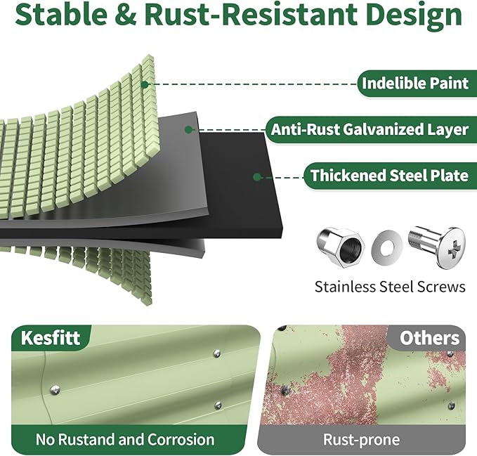 Kesfitt Raised Garden Bed, Oval Open-Bottom Design, 12-Inch Deep - Image 2