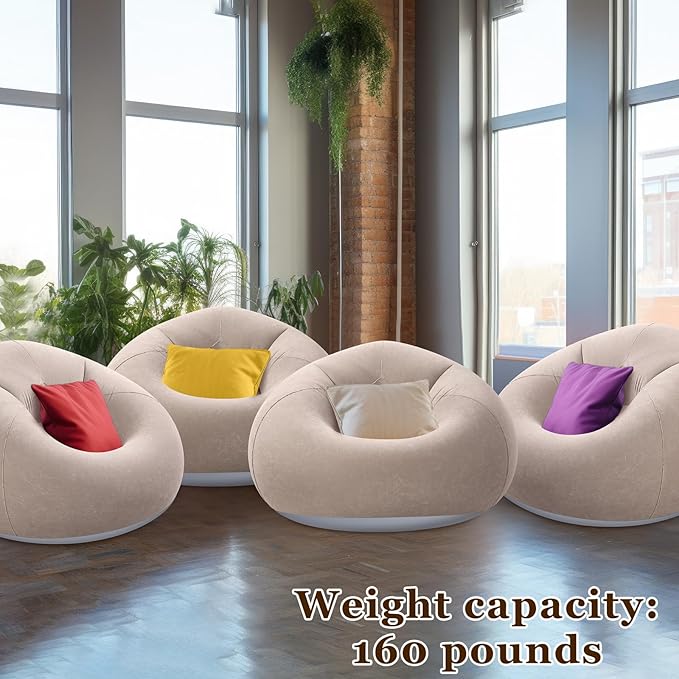 Realspring Inflatable Bean Bag Chairs Outdoor Blow up Camping Chairs Inflatable - Image 4