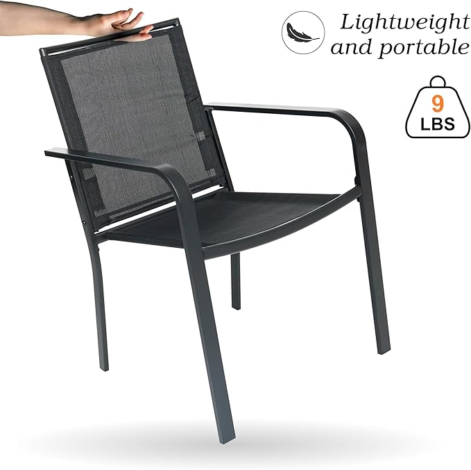7-Piece Outdoor Dining Set, 6 Stackable Patio Portable Chairs & 60'' - Image 4