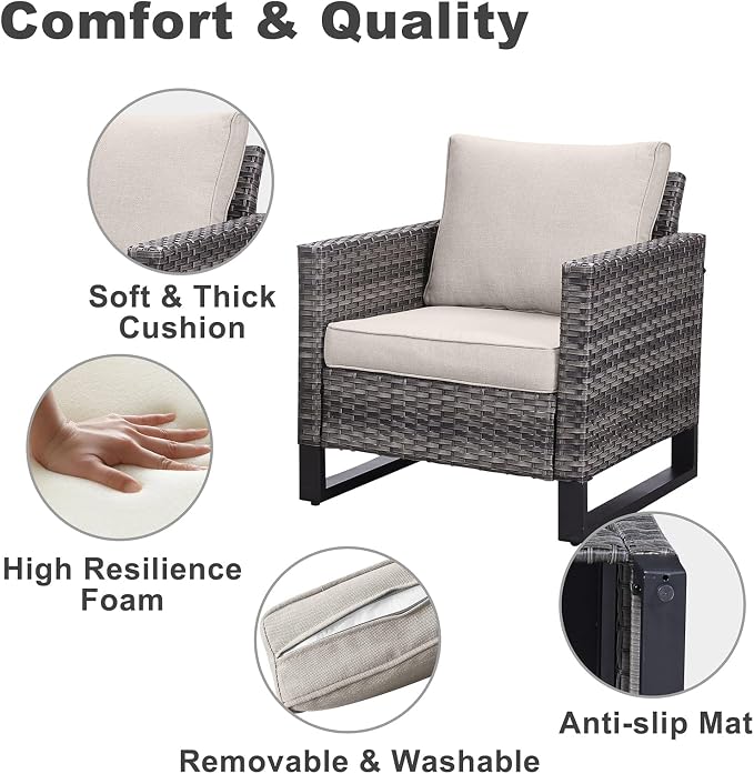 Belord 7 Piece Outdoor Furniture Patio Wicker Sofa Set, Oversize Outdoor Dining - Image 6